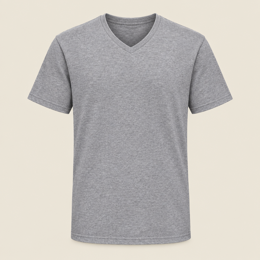 Voorbeeldafbeelding V-hals T-shirt grijs zonder model