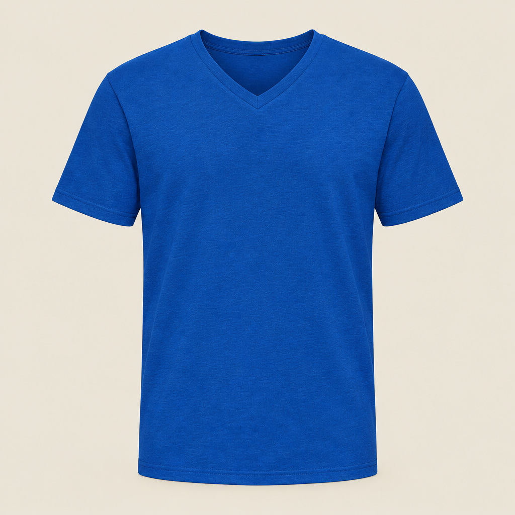 Voorbeeldafbeelding V-hals T-shirt blauw zonder model