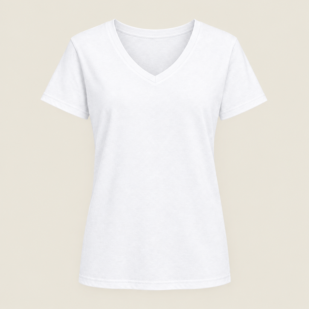 Voorbeeldafbeelding dames V-hals T-shirt wit zonder model