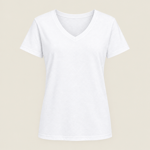 Voorbeeldafbeelding dames V-hals T-shirt wit zonder model