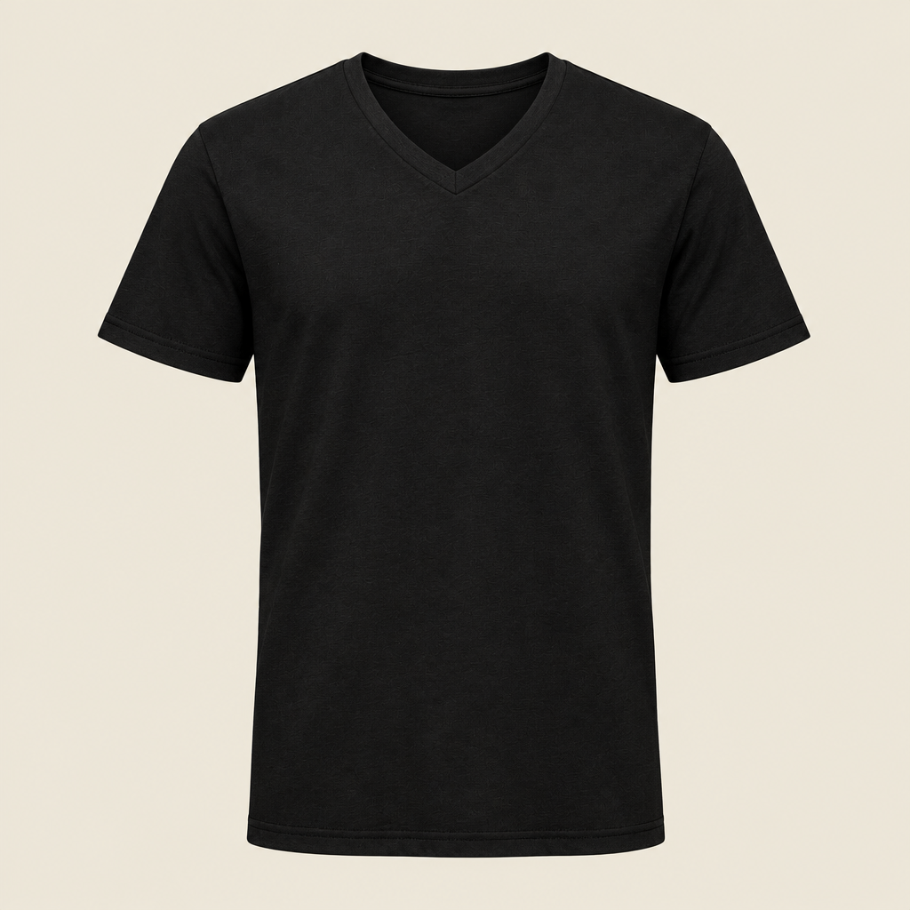Voorbeeldafbeelding V-hals T-shirt zwart zonder model