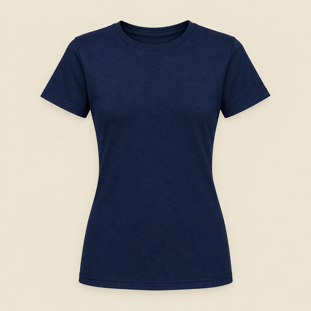 Voorbeeldafbeelding dames T-shirt marineblauw zonder model
