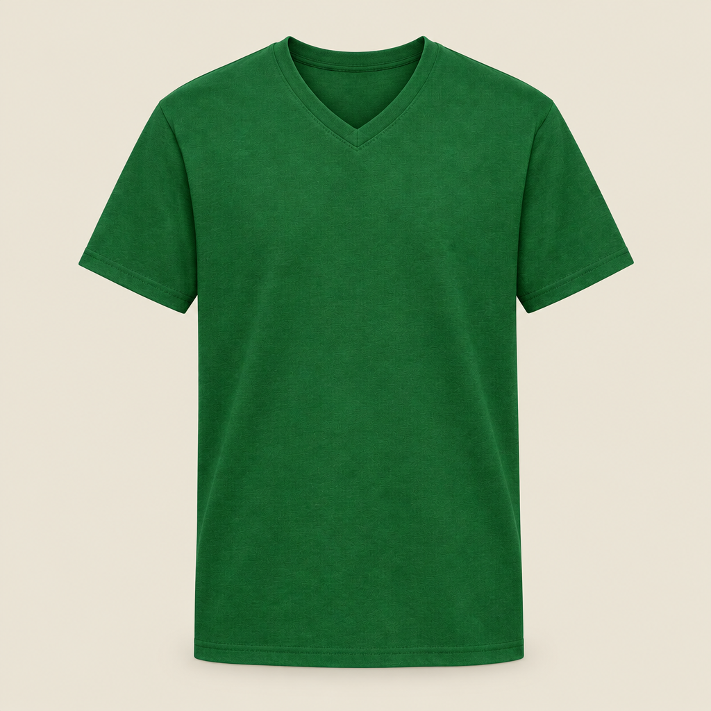 Voorbeeldafbeelding V-hals T-shirt groen zonder model